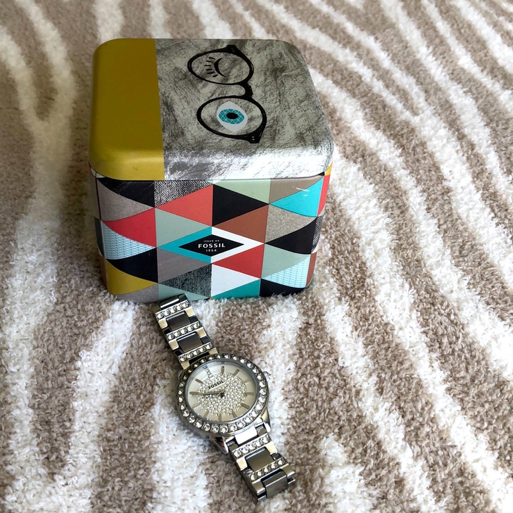 Stainless steel Fossil watch.